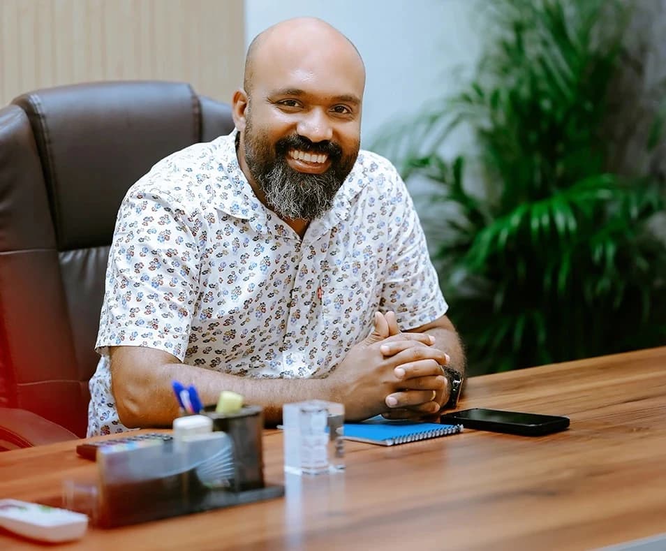 Sajeesh Kumar K.M., founder of the Elanadu Group, at his office